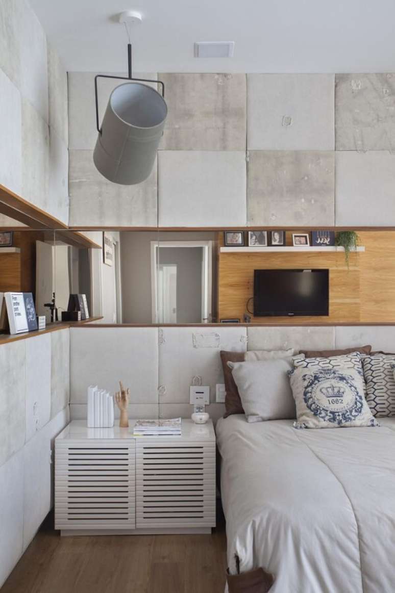 60. Lumin&aacute;ria de teto diferente para decora&ccedil;&atilde;o de quarto &ndash; Foto: Nagoia Construtora