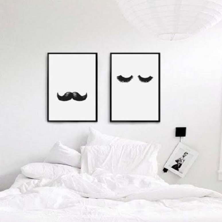77- Quadros para quarto com desenho minimalista. Fonte Pinterest