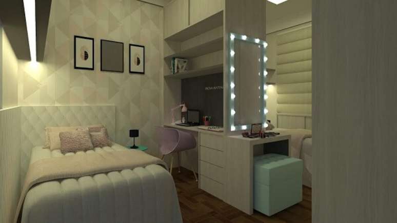 35- Em dormit&oacute;rios pequenos os quadros para quarto devem ter dimens&otilde;es reduzidas. Fonte: Alessandra Santos Scatolin