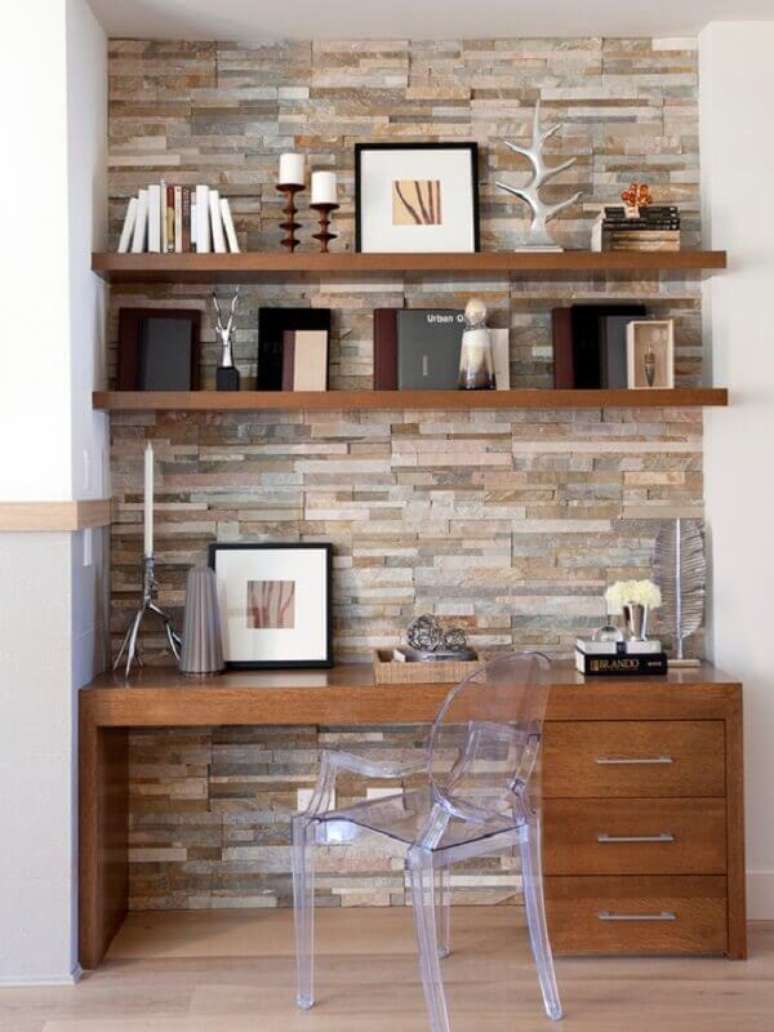 45. Parede canjiquinha para o escrit&oacute;rio planejado. Fonte: Pinterest