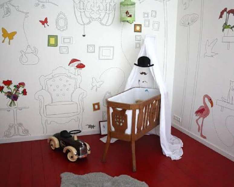 3. Modelo divertido e diferente de papel de parede infantil para quarto de beb&ecirc;