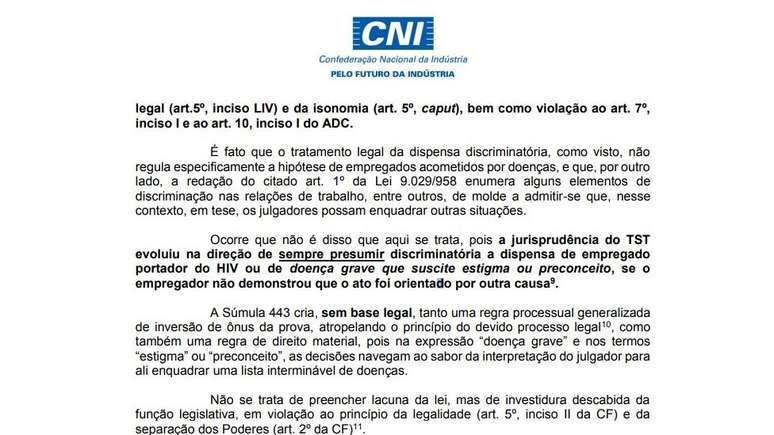 Nota da CNI