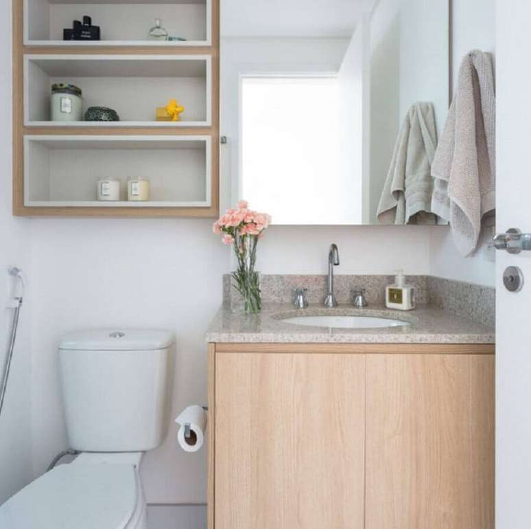 4. A bancada de granito para banheiro possui um valor mais acessível que outros modelos – Foto: Studio Tan-Gram Arquitetura