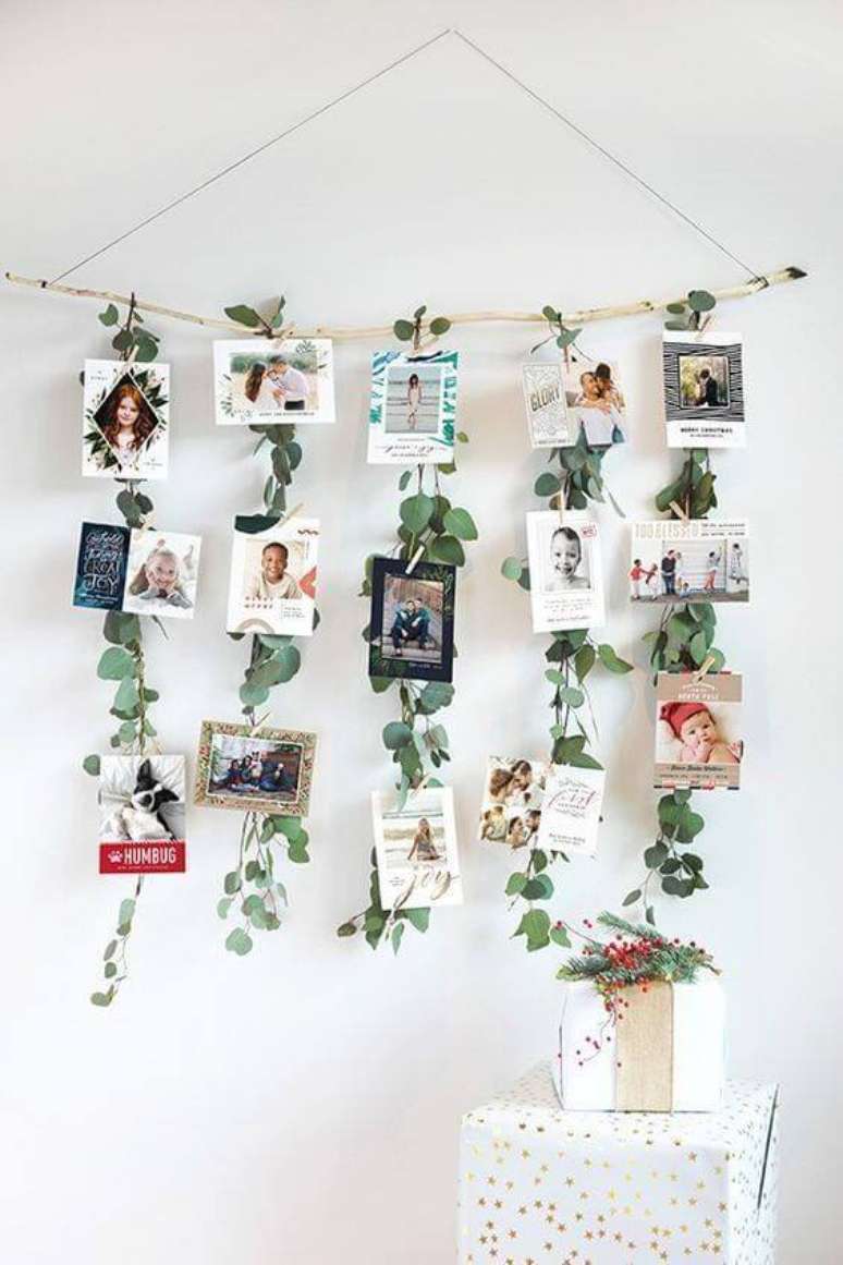 76. Varal de fotos com plantas para decorar &ndash; Via: Pinterest