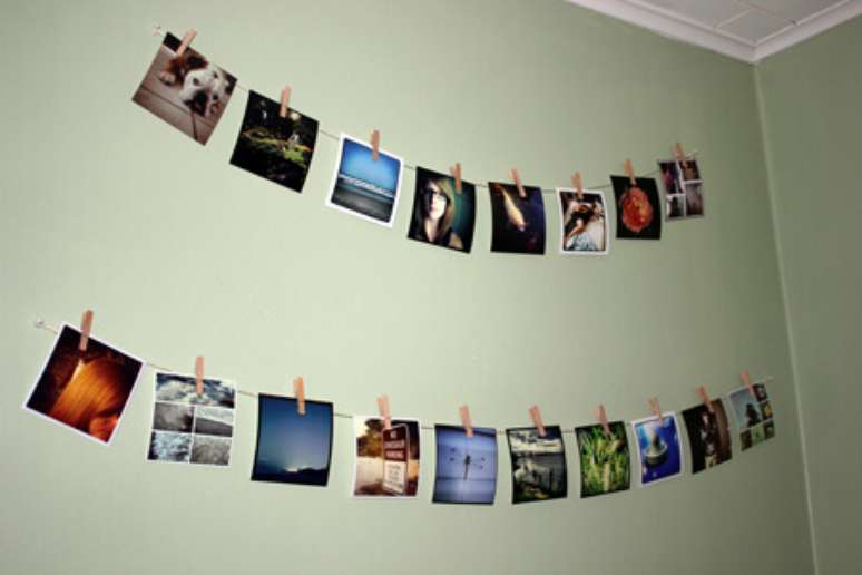 18. O varal de fotos pode ser aproveitado para expor suas fotos mais art&iacute;sticas tamb&eacute;m
