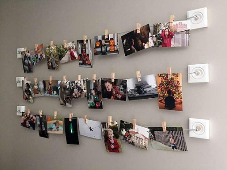 20. Que tal usar o varal de fotos para expor as fotos das suas crian&ccedil;as?