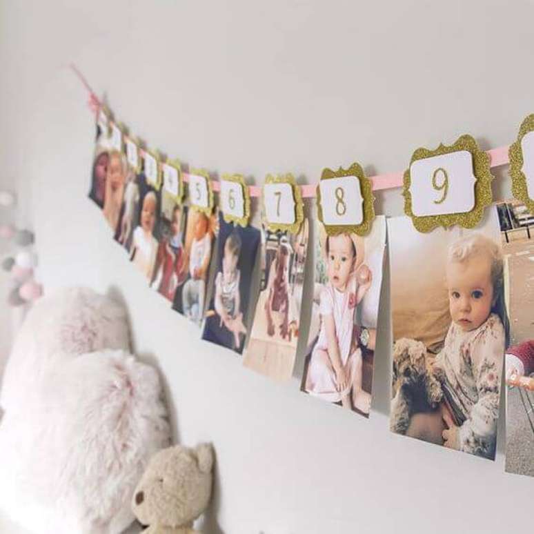 66. Varal de fotos no quarto infantil &ndash; Via: Pinterest