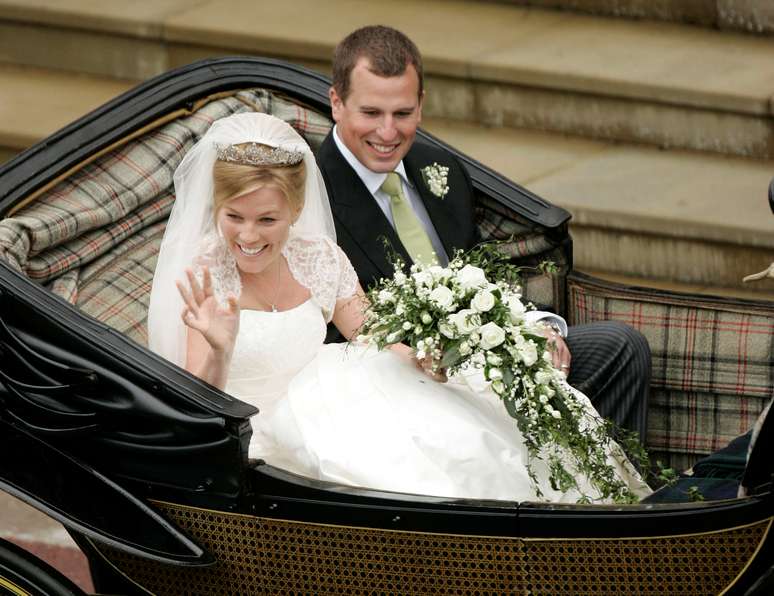 Foto de arquivo do casamento do neto da rainha Elizabeth Peter Phillips com Autumn Kelly no sul da Inglaterra
17/05/2008 REUTERS/Sang Tan/Pool