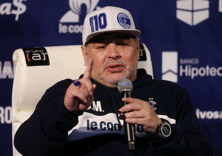 Diego Maradona durante entrevista coletiva em La Plata
08/09/2019 REUTERS/Agustin Marcarian