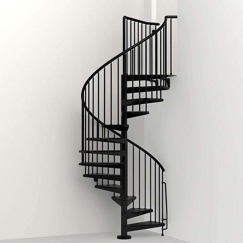 16. A escada espiral com linhas retas e simples são perfeitas para ambientes com estilo minimalista