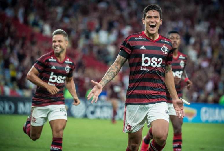 Ex-Tricolor, atacante Pedro comemora um de seus gols pelo Rubro-Negro (Foto: Alexandre Vidal / Flamengo)