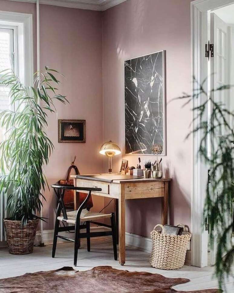 39. Cores de tintas tons past&eacute;is para decora&ccedil;&atilde;o de home office simples &ndash; Foto: Casa de Valentina