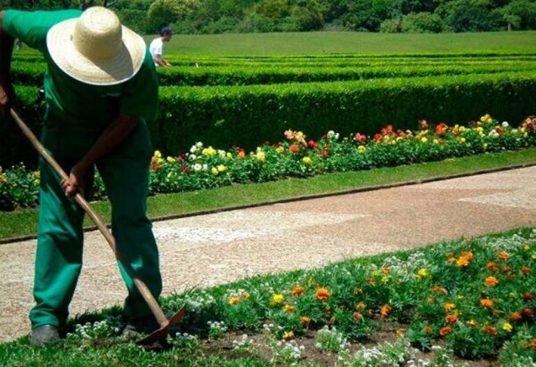 25- A enxada ajuda a abrir covas em canteiros de plantas no trabalho de jardinagem e paisagismo. Fonte: Marido de Aluguel Joinville