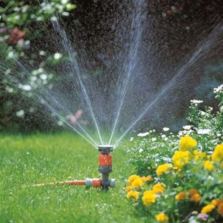 41- Utilize uma irrigação especial para molhar uma grande área de jardinagem. Fonte: Safra Irrigação