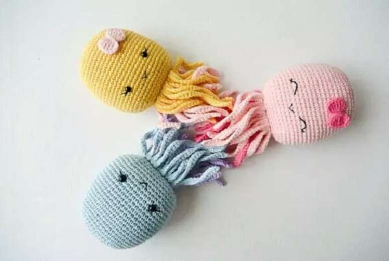 40- Modelo de mini polvo de crochê para recém-nascidos. Fonte: Pinterest