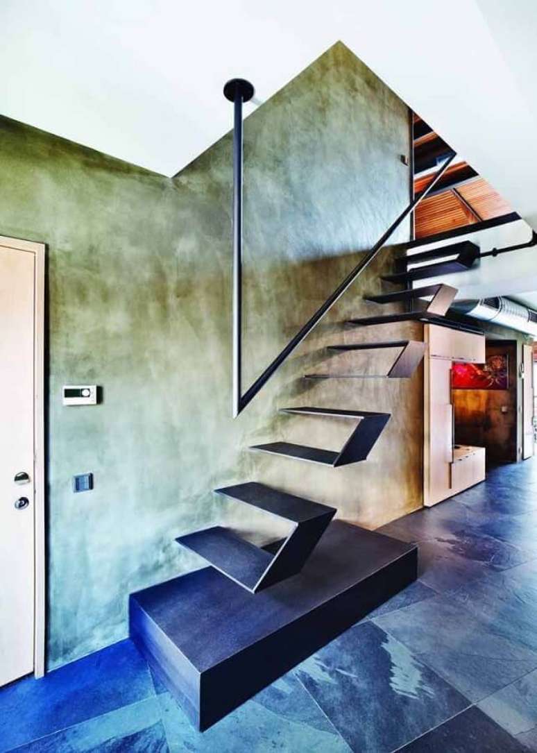 47. Modelo de corrimão de escada com design minimalista – Foto: Pinterest