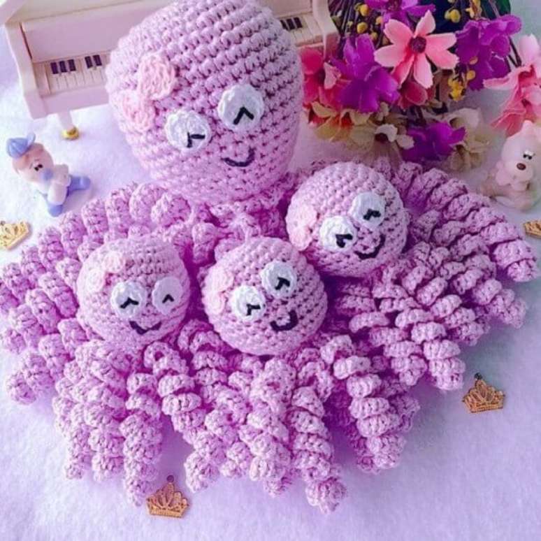 12– Polvo de crochê com mãe e filhotes. Fonte: Pinterest