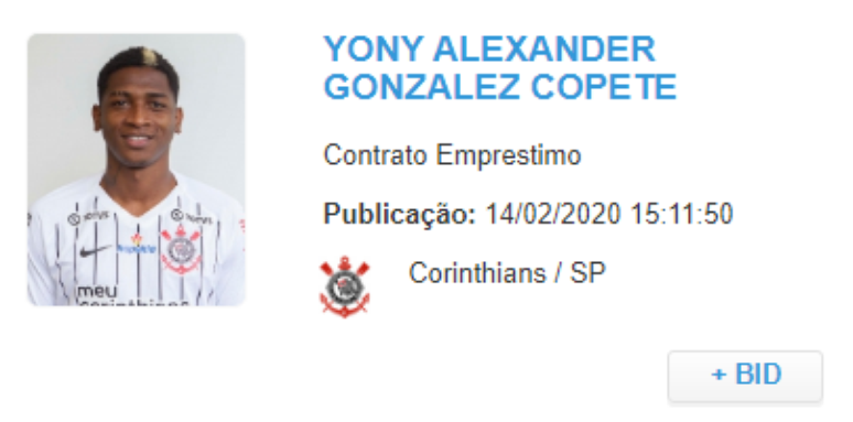 Vínculo de Yony é registrado no BID (Foto: Reprodução/CBF)