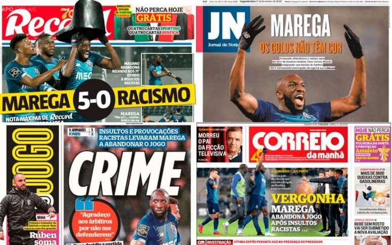 Jornais repercutiram racismo sofrido por Marega (Foto: AFP)