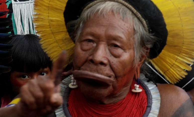 Cacique Raoni  em Piaracu , no Xingu, Mato Grosso 15/1/2020 REUTERS/Ricardo Moraes