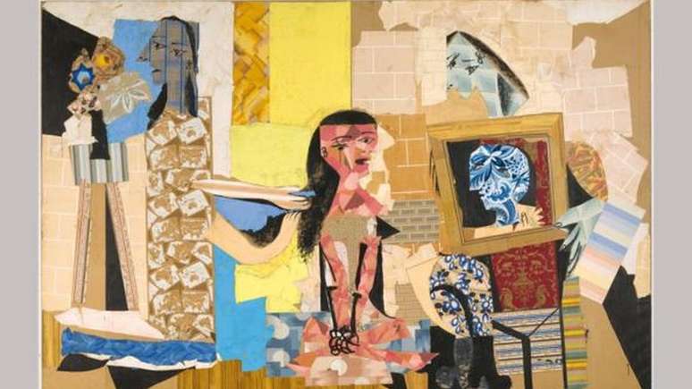 Femmes à leur Toilette, de Picasso (1937-38), é uma colagem criada com papéis de parede recortados