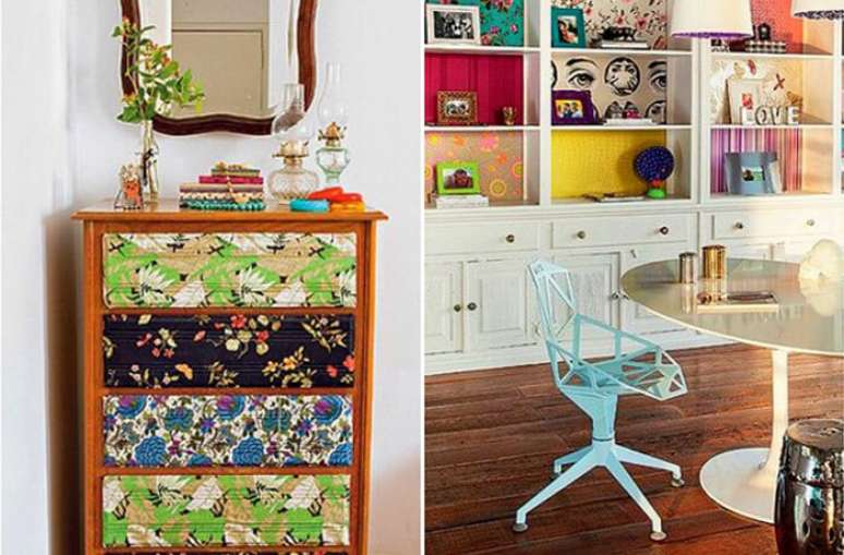 9. O papel de parede divertido traz vida aos objetos decorativos. Fonte: Pinterest