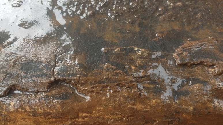 Para moradores, p&oacute; brilhante &eacute; min&eacute;rio de ferro da Samarco; ainda n&atilde;o d&aacute; para saber origem, mas testes comprovam que subst&acirc;ncia cont&eacute;m &oacute;xido de ferro e se move com &iacute;m&atilde;s