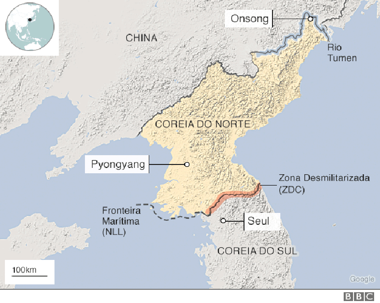 Mapa da Coreia