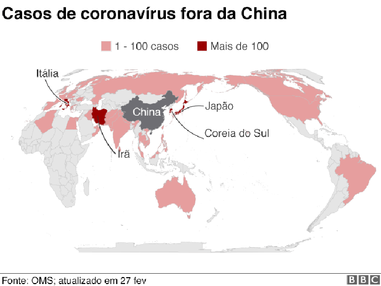 mapa global do coronavírus