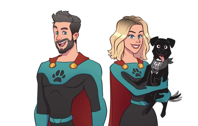 Bruno Gagliasso e Giovanna Ewbank são os super-heróis protetores dos cães no calendário da Ampara Animal.