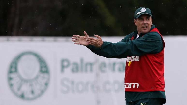 Vanderlei Luxemburgo comanda treino tático no Palmeiras antes do clássico (Foto: Cesar Greco)