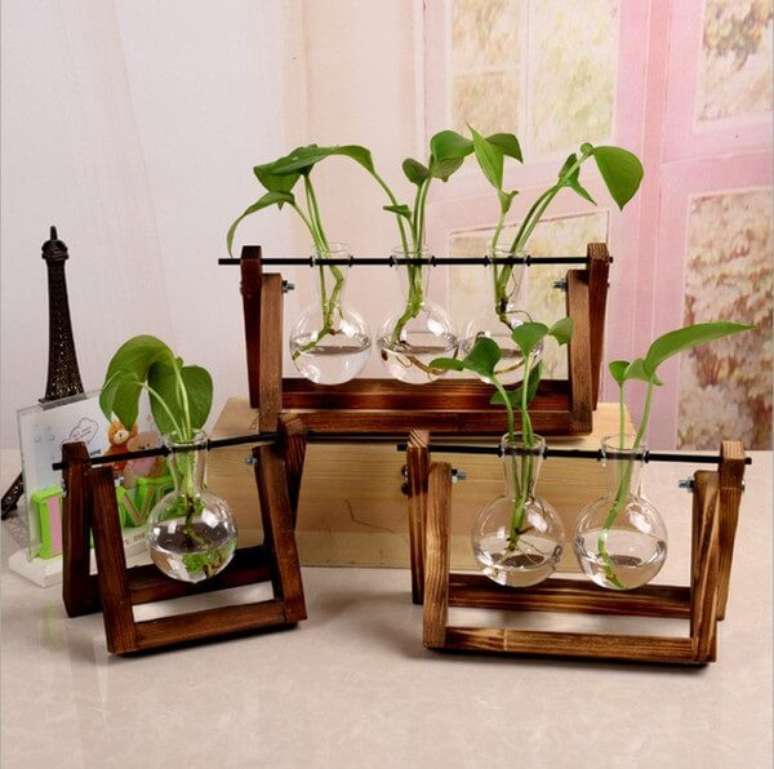 55. No mercado é possível encontrar diferentes modelos de recipientes de vidro para plantas. Fonte: Pinterest