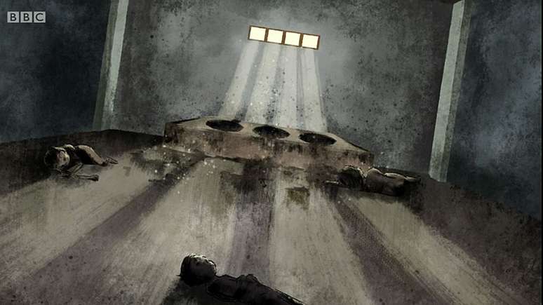 Havia tr&ecirc;s corpos no ch&atilde;o...