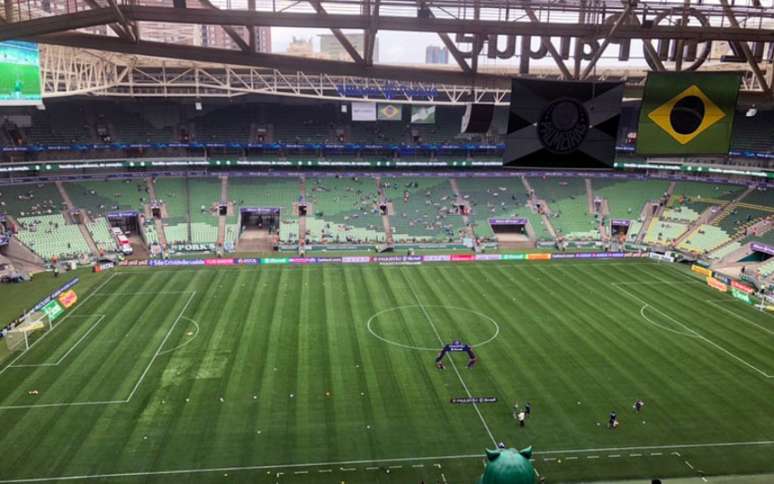 Gramado sintético no Allianz Parque foi inaugurado no jogo entre Palmeiras e Mirassol (Foto: Thiago Ferri/Lance!)