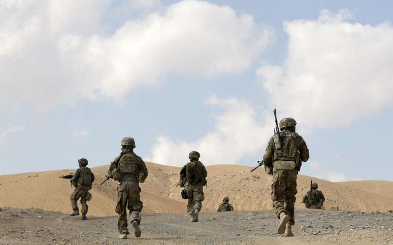 Soldados americanos em Pul-e Alam, em uma cidade na província de Logar, leste do Afeganistão