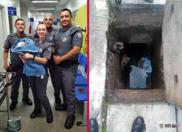 Os policiais militares Izidoro, Rafael, Vernini e Alessandro levaram o bebê resgatado para o hospital