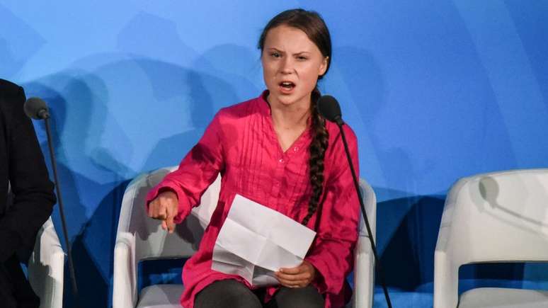 Naomi Seibt diz que gostaria de conhecer Greta Thunberg (foto) 'além de seus pontos de vista sobre as mudanças climáticas e o que ela diz diante das câmeras'