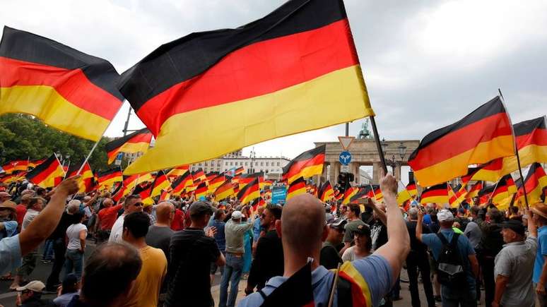 Manifestação de membros do AfD em Berlim