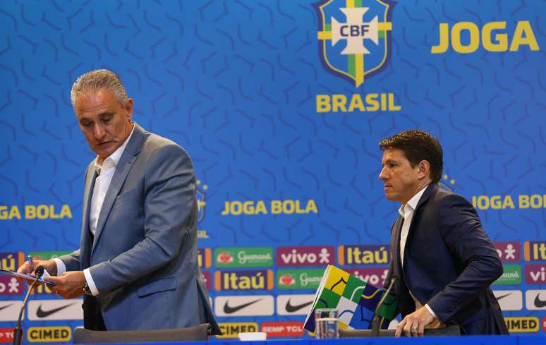 O técnico Tite e o coordenador da CBF, Juninho Paulista