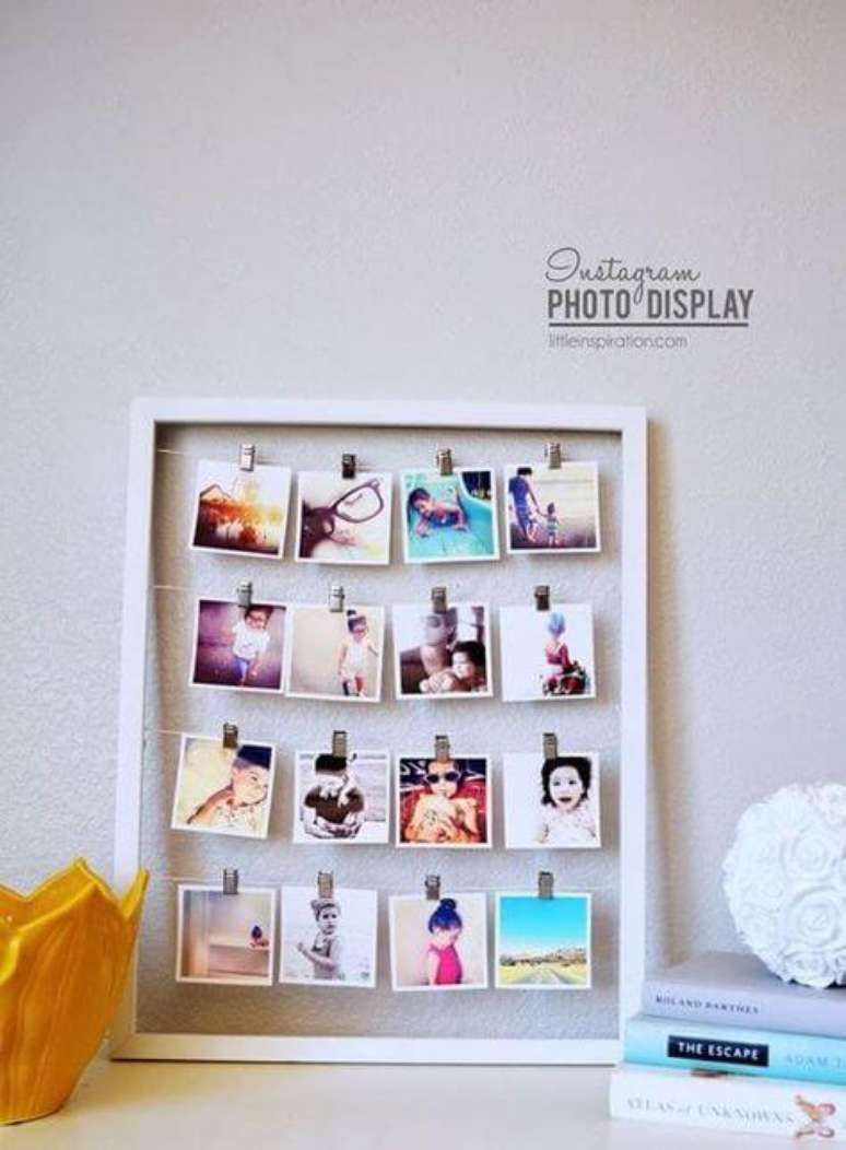 62. Mural de fotos para usar no quarto – Via: Pinterest