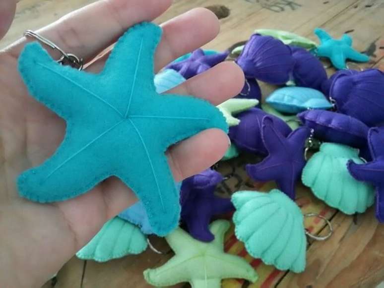 34. Elementos do fundo do mar formam lindos chaveiros de feltro. Fonte: Fundo do Mar