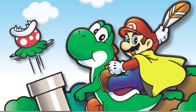 Mario sobre o personagem Yoshi