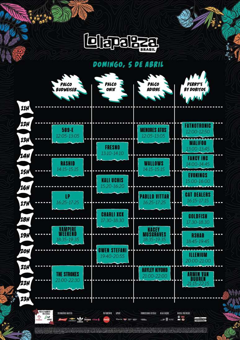 Lollapalooza divulga o horário dos shows nos três dias de festival 