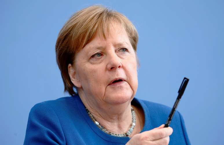 Chanceler alemã, Angela Merkel, durante entrevista coletiva em Berlim
11/03/2020
REUTERS/Michele Tantussi