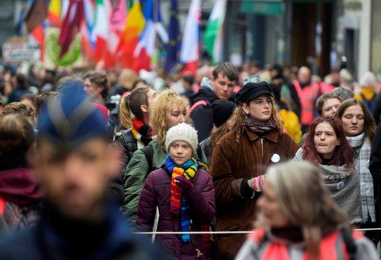 Ativista do clima Greta Thunberg durante protesto em Bruxelas
06/03/2020
REUTERS/Johanna Geron