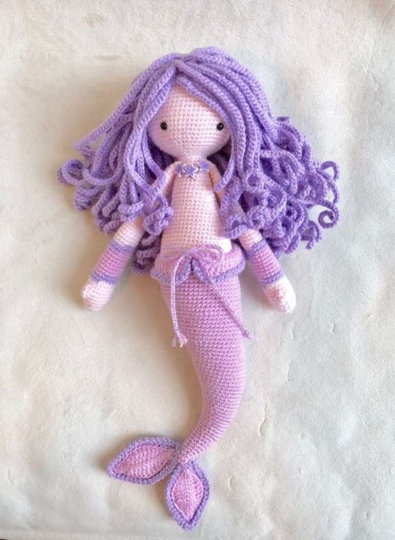 85. Esta sereia de amigurumi &eacute; mais simples. Foto: Arteirices Costurices