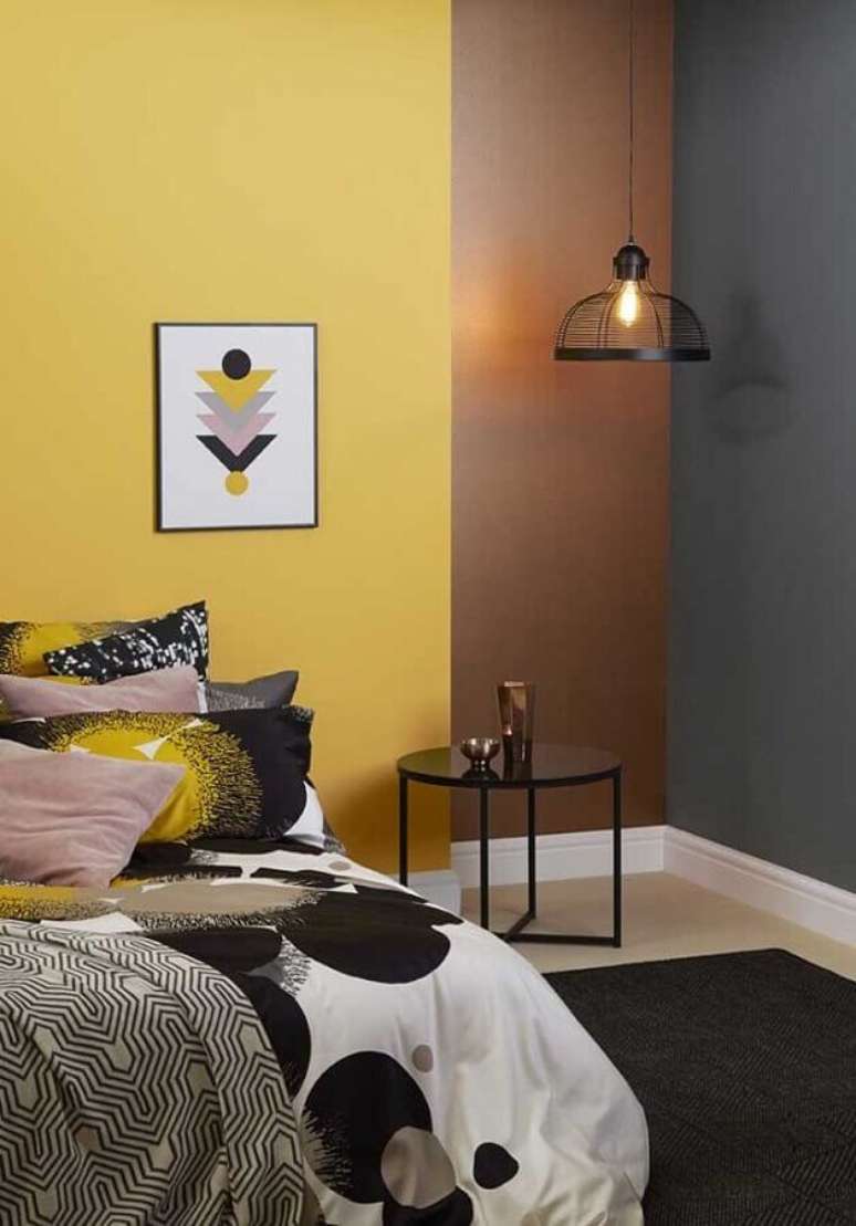 45. Decoração de quarto amarelo moderno – Foto: Pinterest