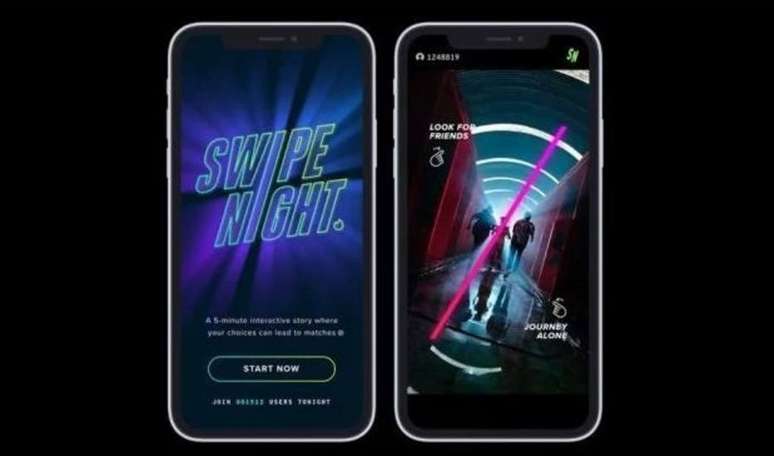 Lançamento da série 'Swipe Night', do Tinder, é adiada por causa da pandemia de covid-19.