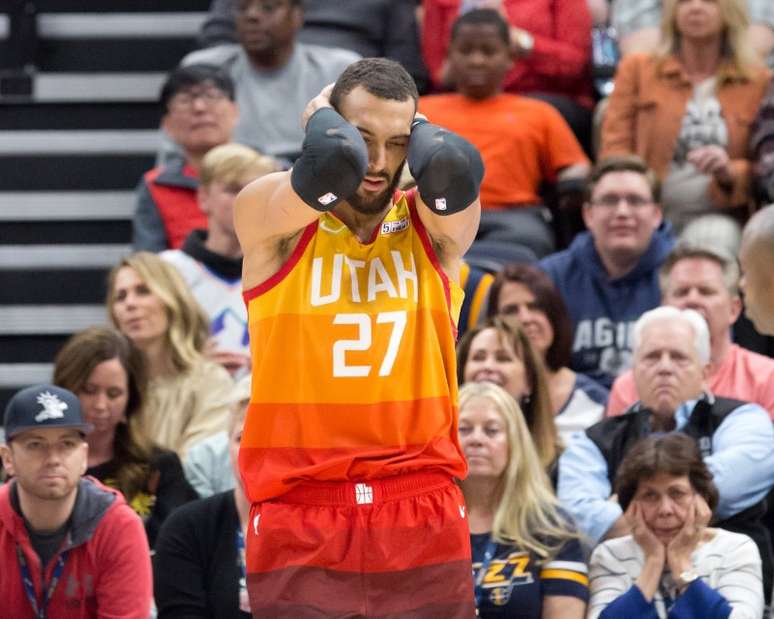 Jogador do Utah Jazz Rudy Gobert
10/03/2019
Russell Isabella-USA TODAY Sports