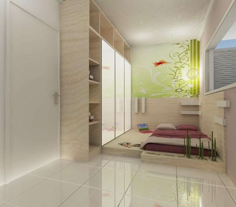 13. A cer&acirc;mica para quarto em tom branco combina com diferentes estilos de decora&ccedil;&atilde;o. Fonte: Diego Oliveira